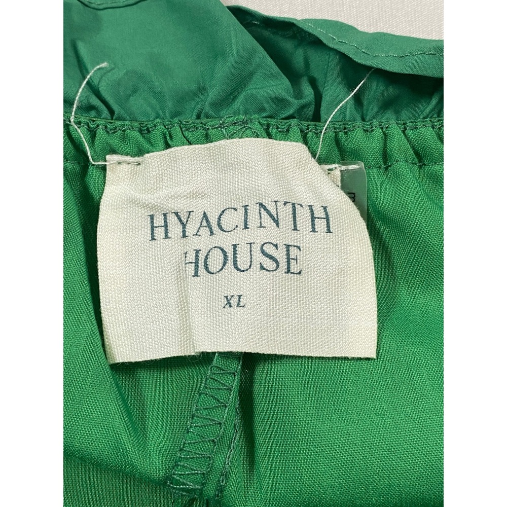 Hyacinth House Tuckernuck Green Ruffle Neck Midi Dress Womens XL Poplin - Picture 2 of 10